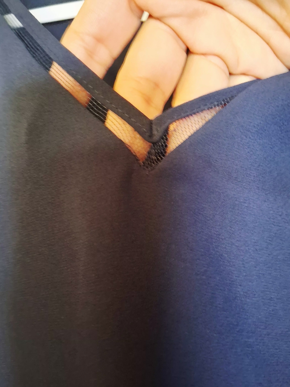 Violet & Claire Navy V-Neck Layered Chiffon Shell - Picture 8 of 11
